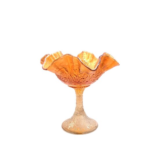 Antique Autumn Color Palette Pedestal Bowl 1920s - Picture 2 of 6